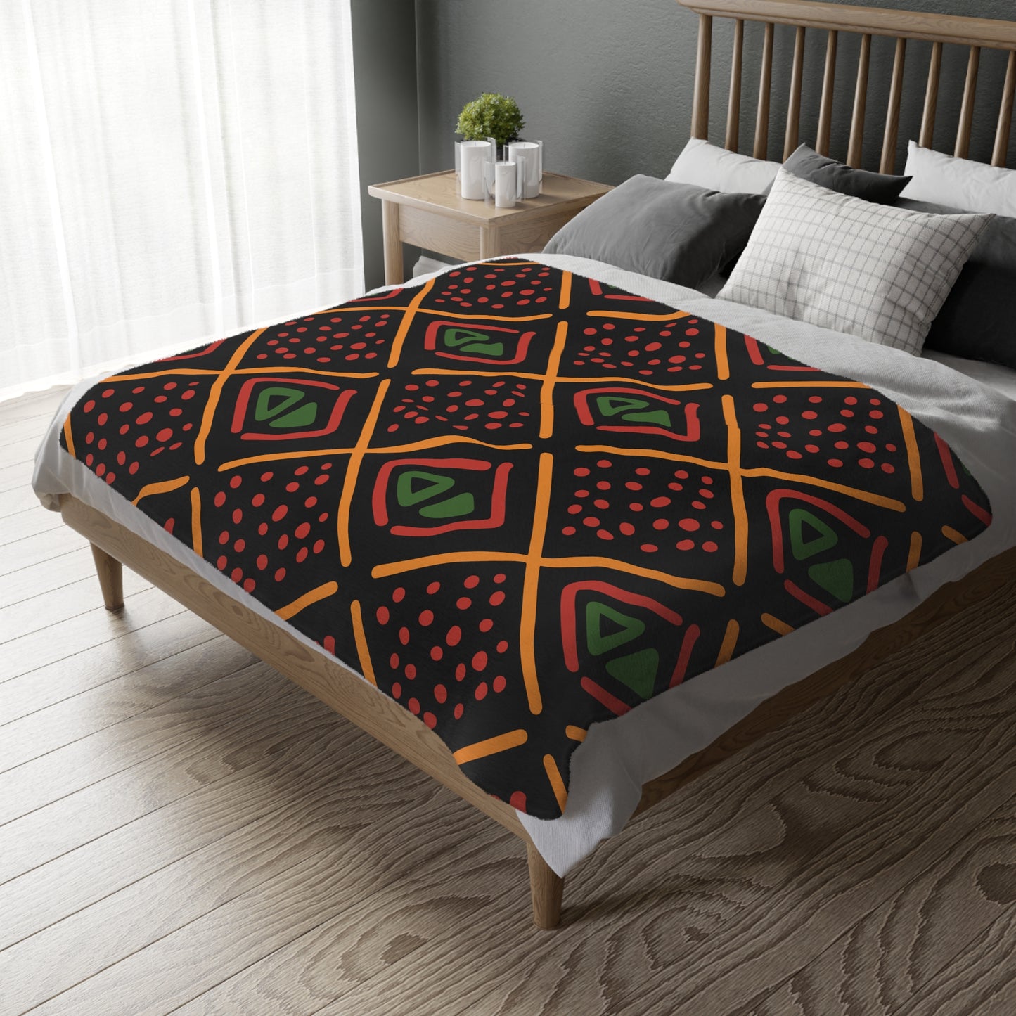 African Mudcloth Throw Blanket