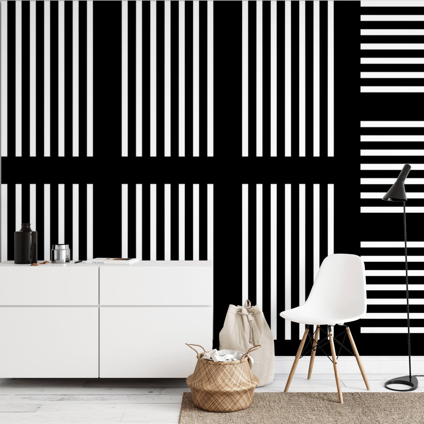 Minimalist Lined Peel & Stick Wallpaper Mural