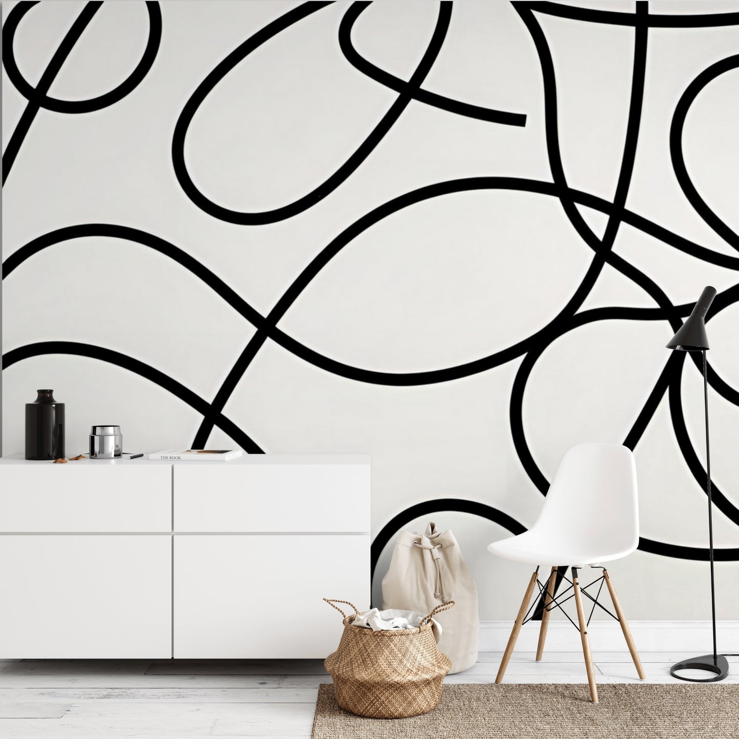 Abstract Single Line Peel & Stick Wall Mural