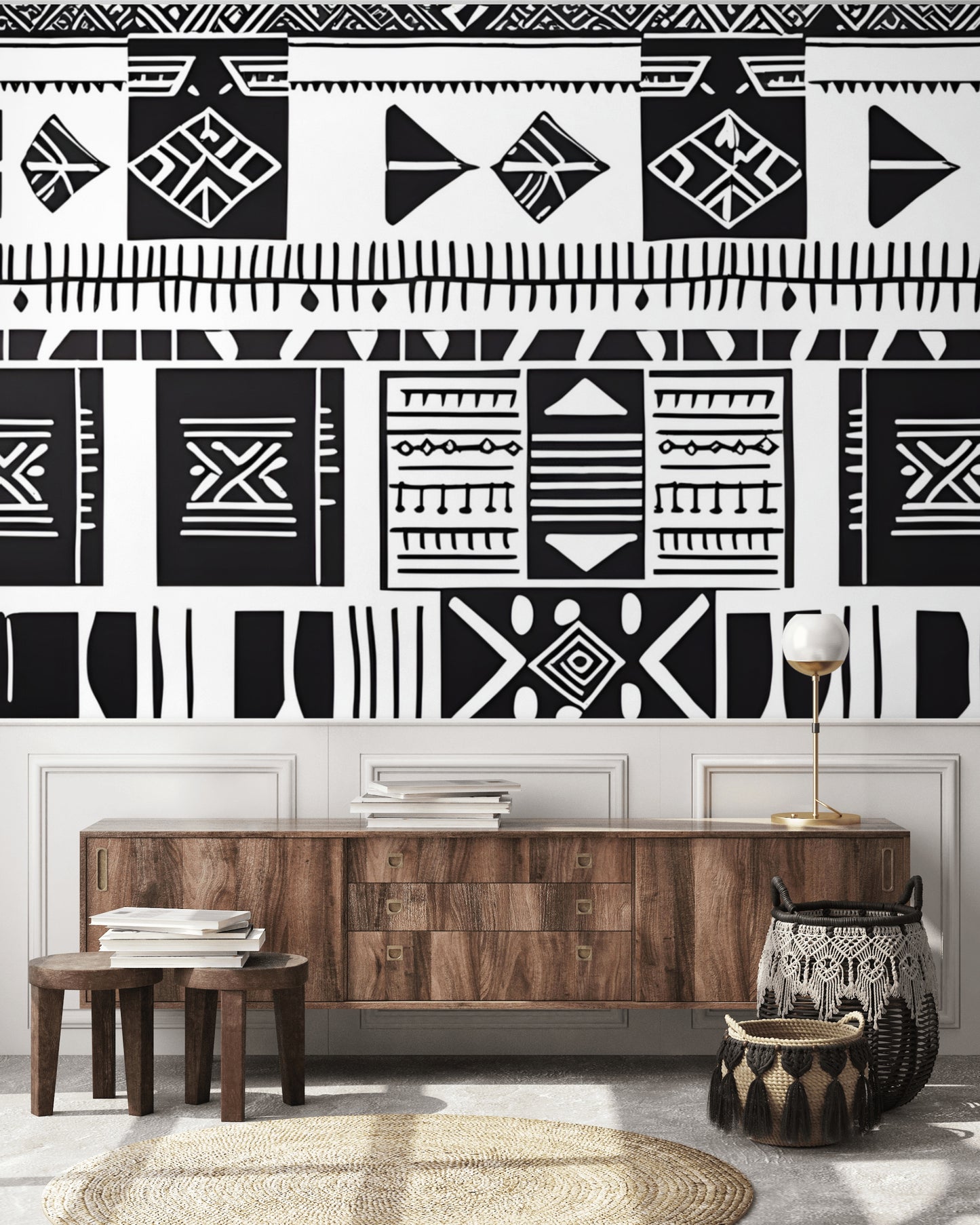 African Mudcloth Peel & Stick Fabric Wallpaper Mural