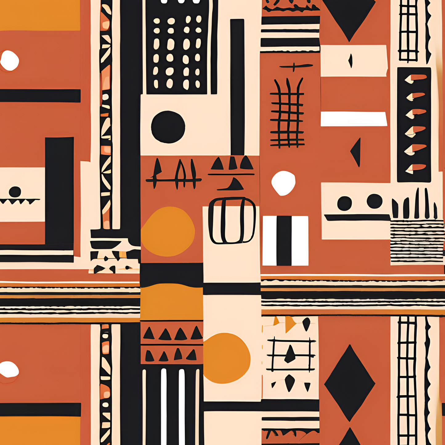 Monotone Afrocentric Peel & Stick Fabric Wallpaper Mural