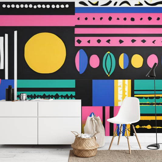 Abstract African Peel & Stick Fabric Wallpaper Mural