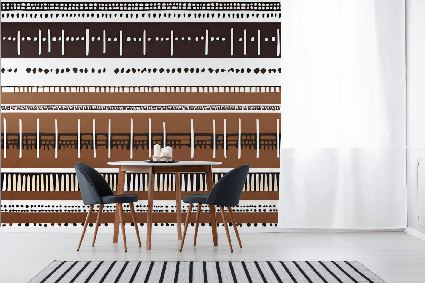 Monochrome Ethnic Vibe Peel & Stick Fabric Wallpaper