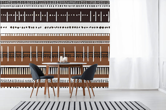 Monochrome Ethnic Vibe Peel & Stick Fabric Wallpaper