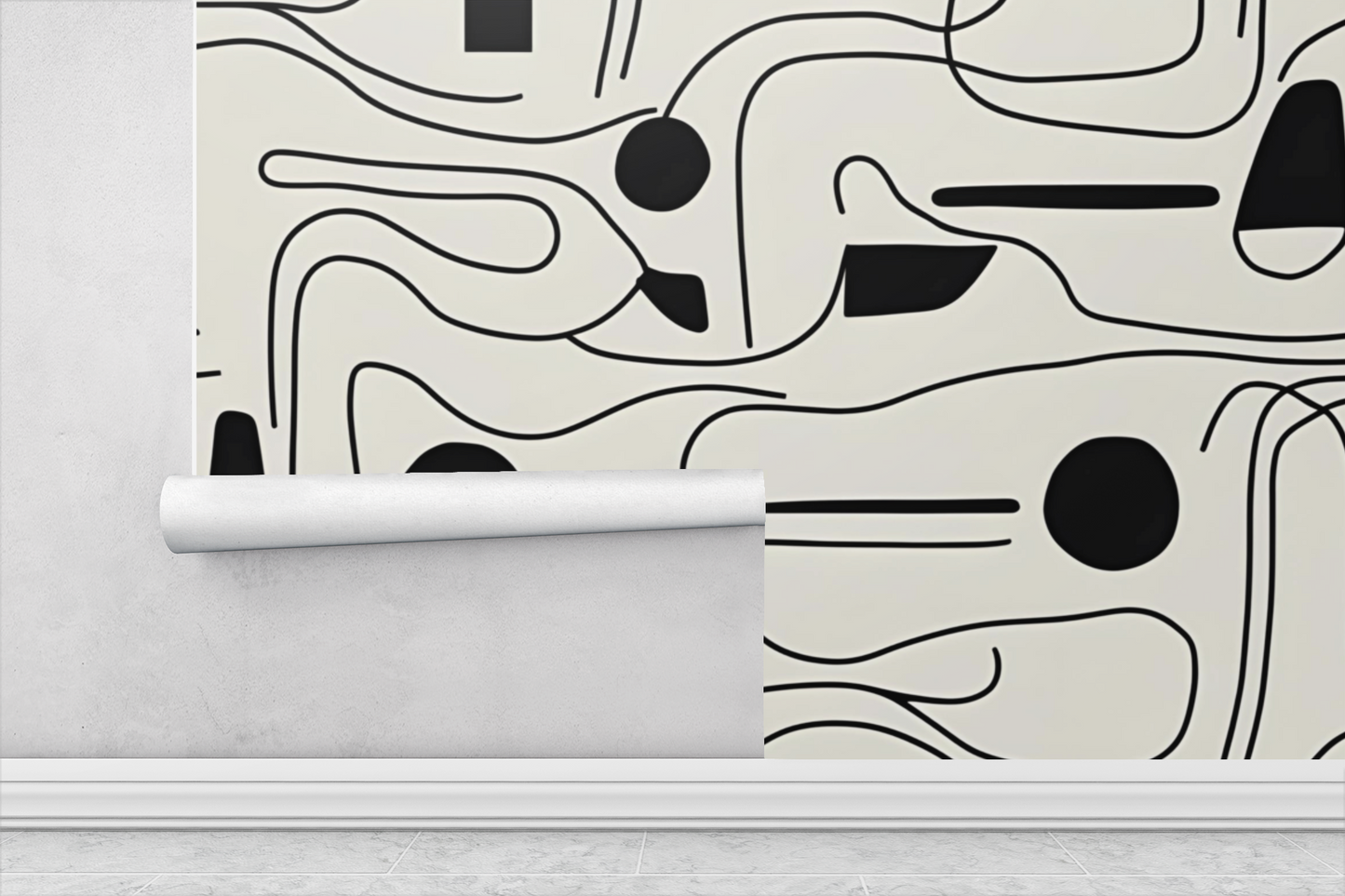 Modern Hieroglyphic Flow Fabric Peel & Stick Wallpaper Mural