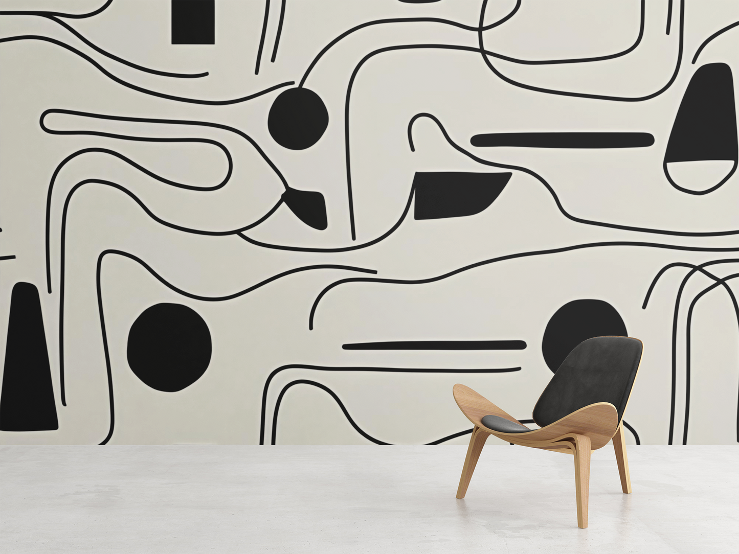 Modern Hieroglyphic Flow Fabric Peel & Stick Wallpaper Mural
