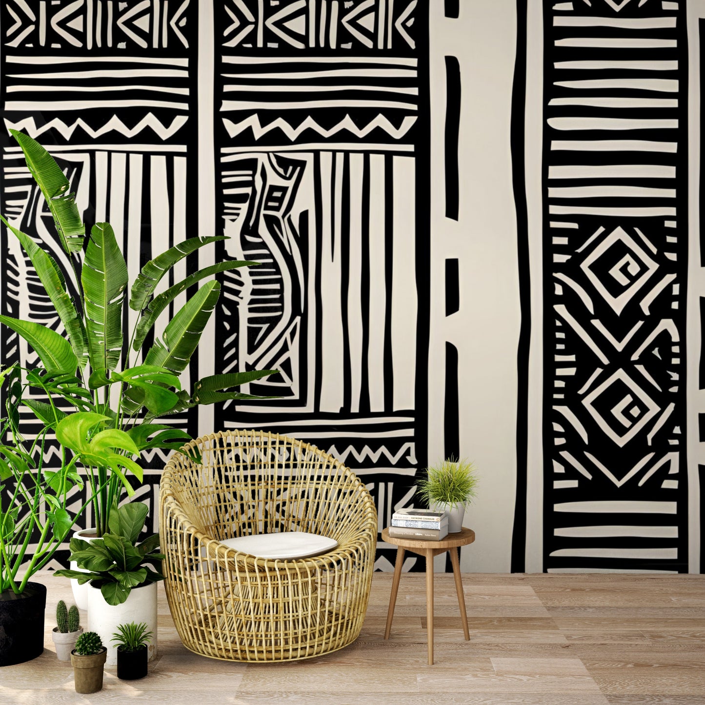 Modern African Peel & Stick Fabric Wallpaper Mural