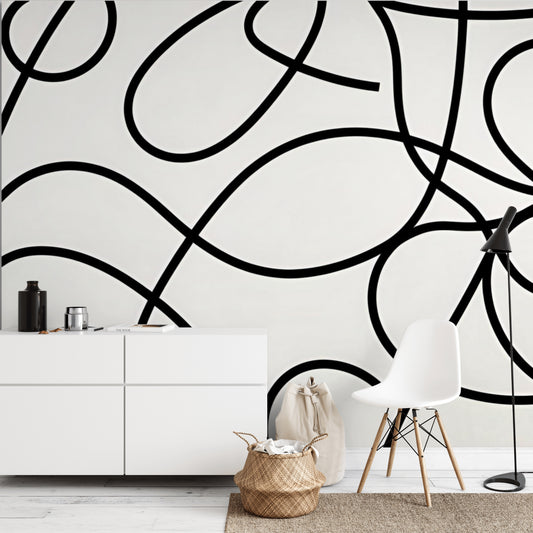 Abstract Single Line Peel & Stick Wall Mural